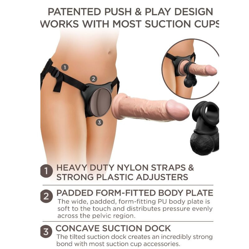 KING COCK - ELITE DELUXE ADJUSTABLE HARNESS KIT RING WITH TESTICLES & DILDO 20.3 CM 10 