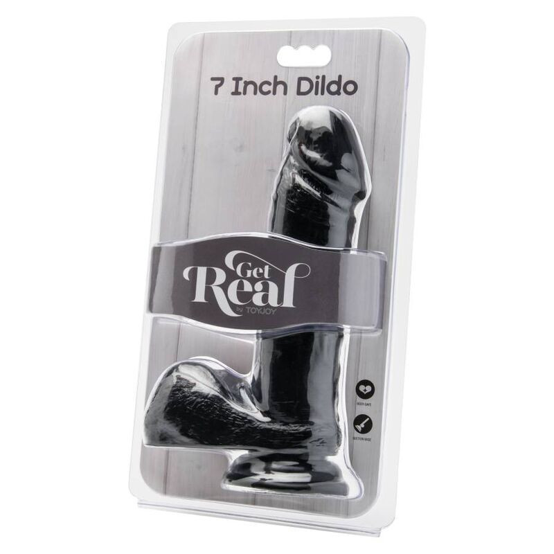 GET REAL - DILDO 18 CM WITH BALLS BLACK 1 