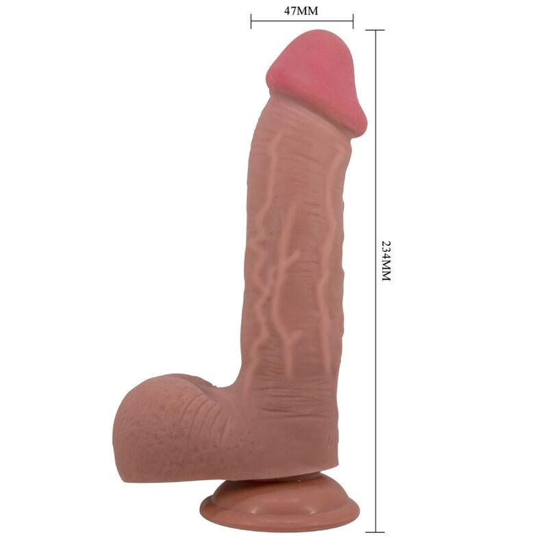 PRETTY LOVE - DILDO REALISTICO SLIDING SKIN SERIES CON VENTOSA SCORREVOLE DELLA PELLE MARRONE 23,4 CM 3 