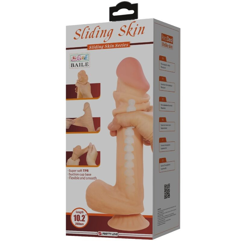 PRETTY LOVE - SLIDING SKIN SERIES REALISTIC DILDO WITH SLIDING SKIN SUCTION CUP FLESH 26 CM 6 