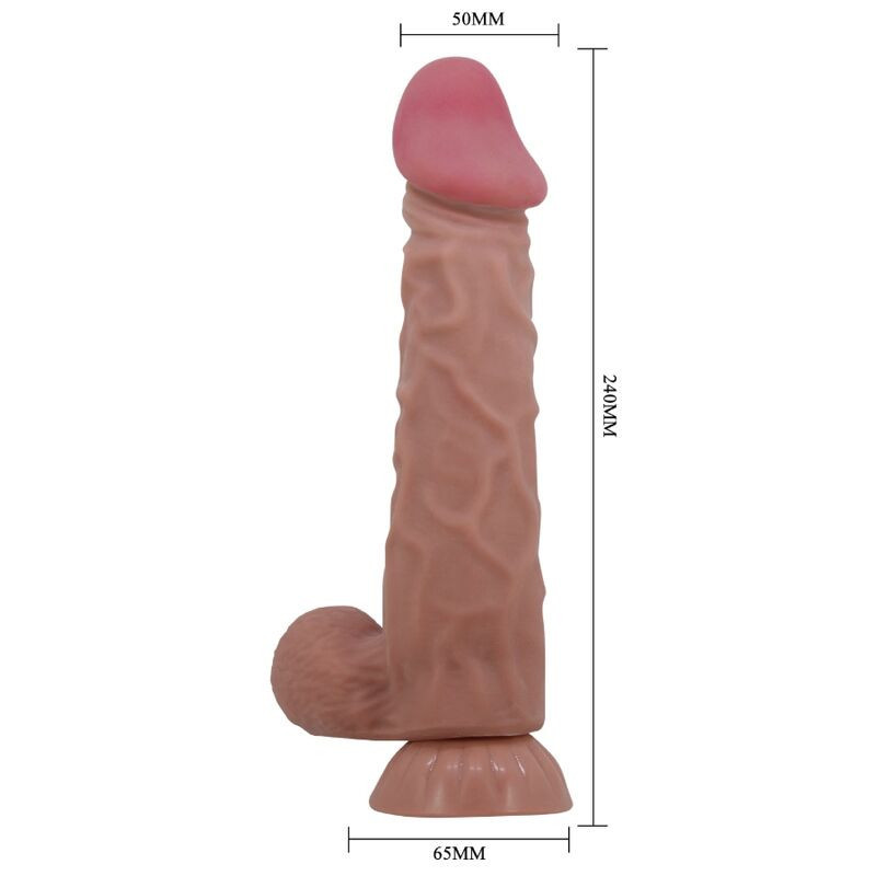 PRETTY LOVE - DILDO REALISTICO SLIDING SKIN SERIES CON VENTOSA SCORREVOLE DELLA PELLE MARRONE 24 CM 4 