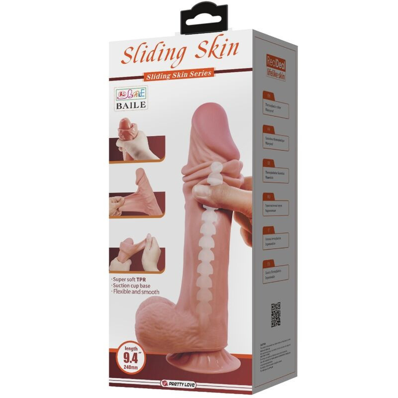 PRETTY LOVE - SÉRIE SLIDING SKIN GODE RÉALISTE AVEC VENTOUSE SLIDING SKIN MARRON 24 CM 5 