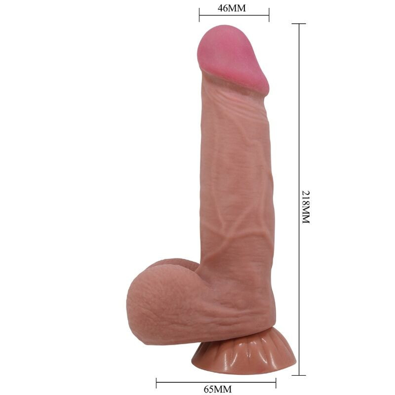 PRETTY LOVE - SÉRIE SLIDING SKIN GODE RÉALISTE AVEC VENTOUSE COULISSANTE PEAU BRUN 21,8 CM 5 