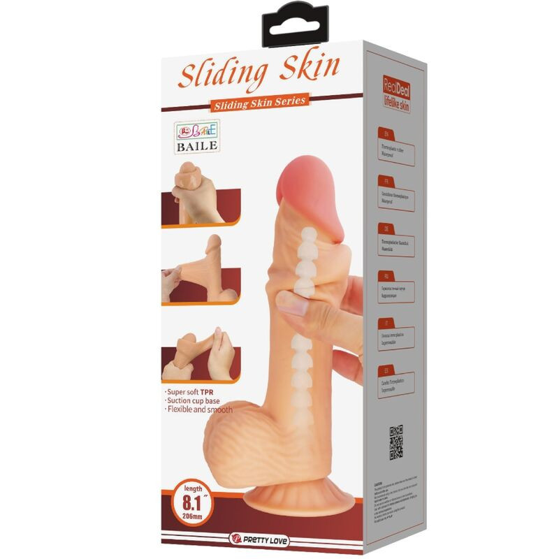 PRETTY LOVE - SLIDING SKIN SERIES REALISTIC DILDO WITH SLIDING SKIN SUCTION CUP 20.6 CM 6 