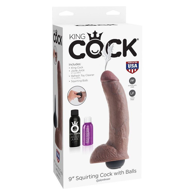 KING COCK - REALISTISCHER BRAUNER EJAKULATOR-PENIS 22.86 CM 3 