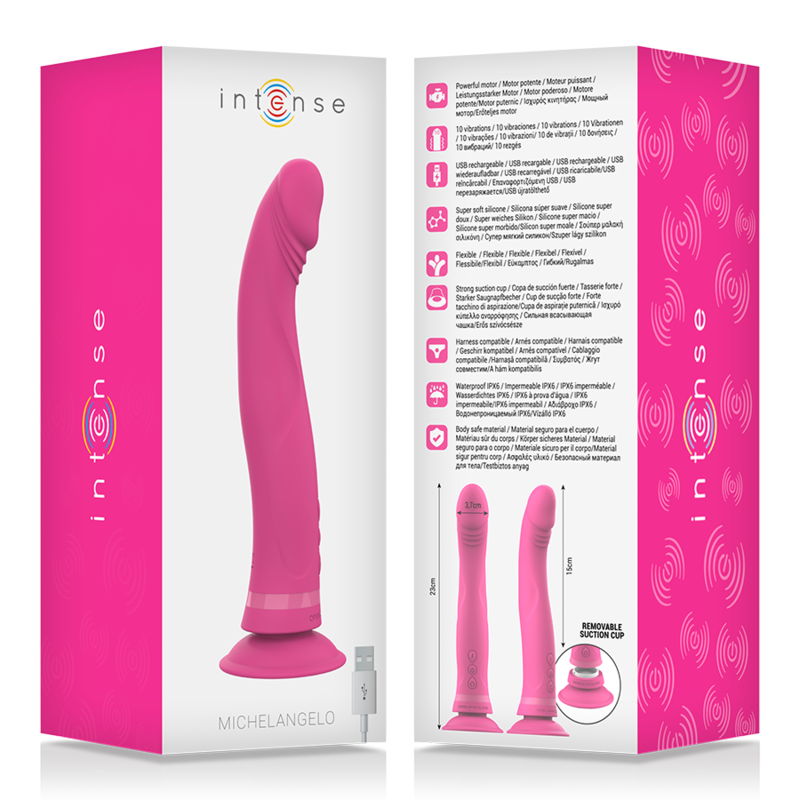 INTENSE - MICHELANGELO PINK SILICONE VIBRATOR DILDO 6 