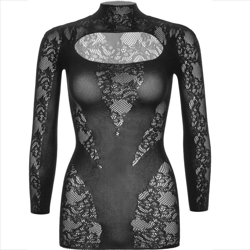 LEG AVENUE - MINI DRESS WITH LACE LONG SLEEVE BLACK 8 