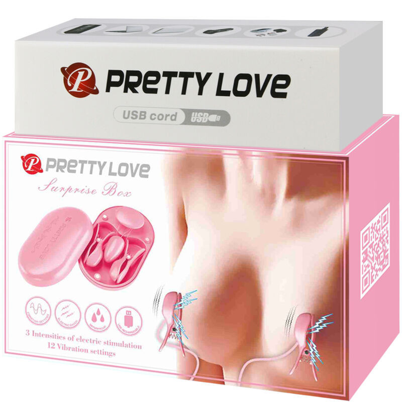 PRETTY LOVE - SCATOLA A SORPRESA PINZETTE PER ELETTROSTIMOLAZIONE ROSA 7 