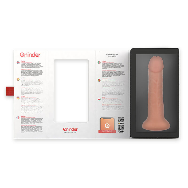 ONINDER - SMALL BOGOTÁ VIBRATOR DILDO 9 SPEEDS NATURAL 17.5 CM -O- 4 CM - FREE APP 4 