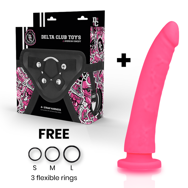 DELTA CLUB - TOYS GURT + DONG ROSA SILIKON 20 CM -O- 4 CM 1 