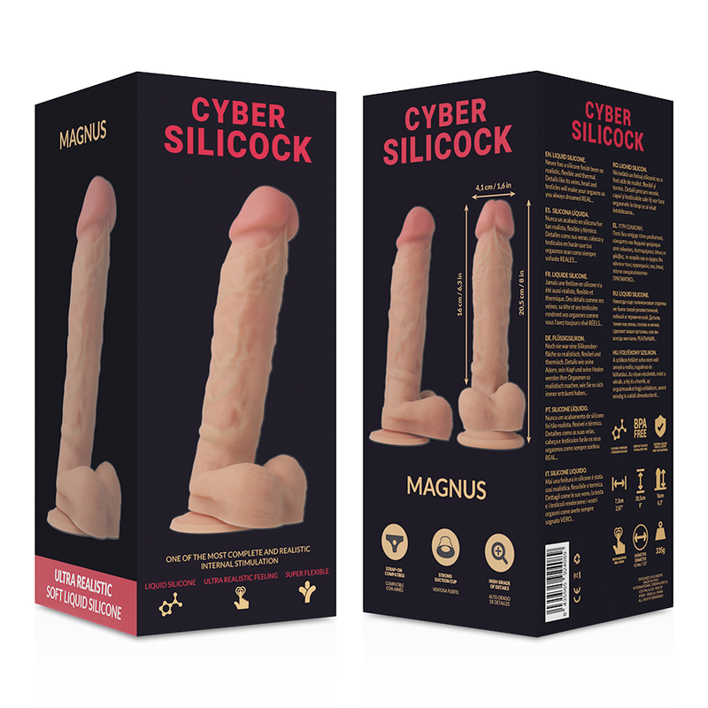 CYBER SILICOCK - STRAP-ON MAGNUS SILICONE LIQUIDE AVEC 3 ANNEAUX GRATUITS 20.5 CM -O- 4.1 CM 7 