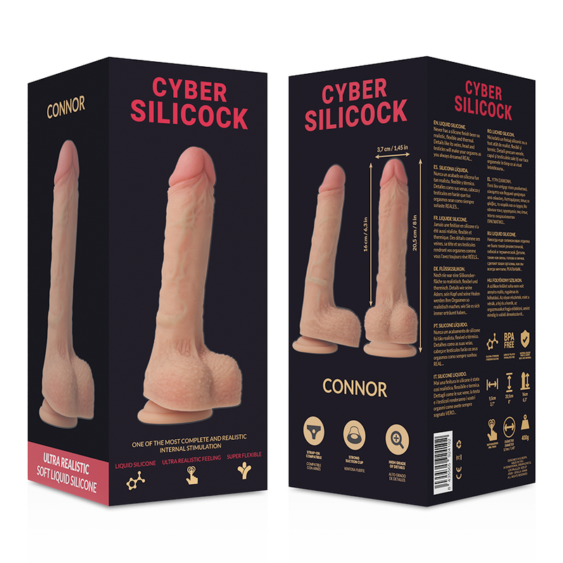 CYBER SILICOCK - STRAP-ON CONNOR IN SILICONE LIQUIDO CON 3 ANELLI IN OMAGGIO 20.5 CM -O- 3.7 CM 7 