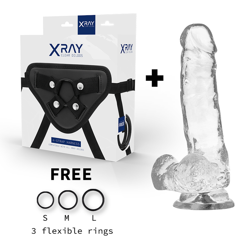 X RAY - HARNESS + CLEAR COCK WITH BALLS 18.5 CM -O- 3.8 CM 1 