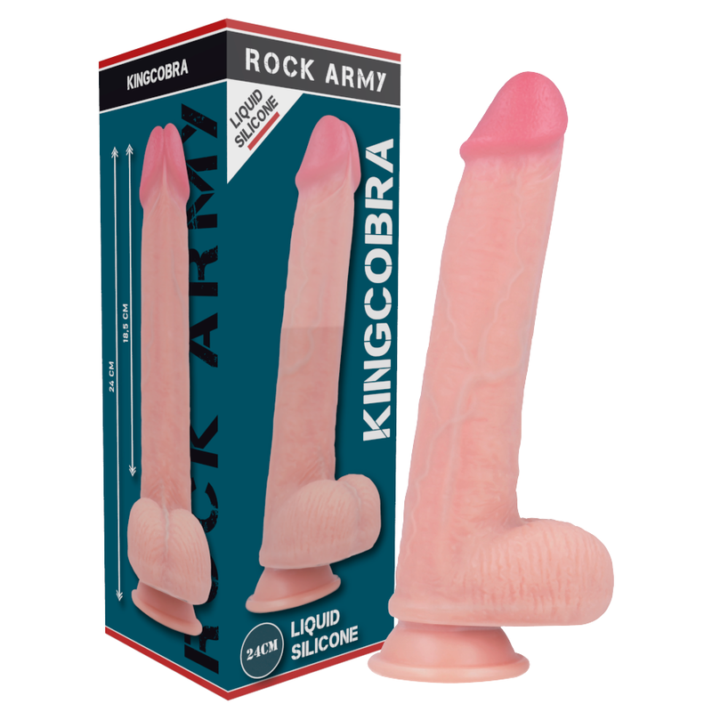 ROCKARMY - ARN S + FLÜSSIGER SILIKON DILDO PREMIUM KINGCOBRA 24 CM -O- 4.77 CM 9 