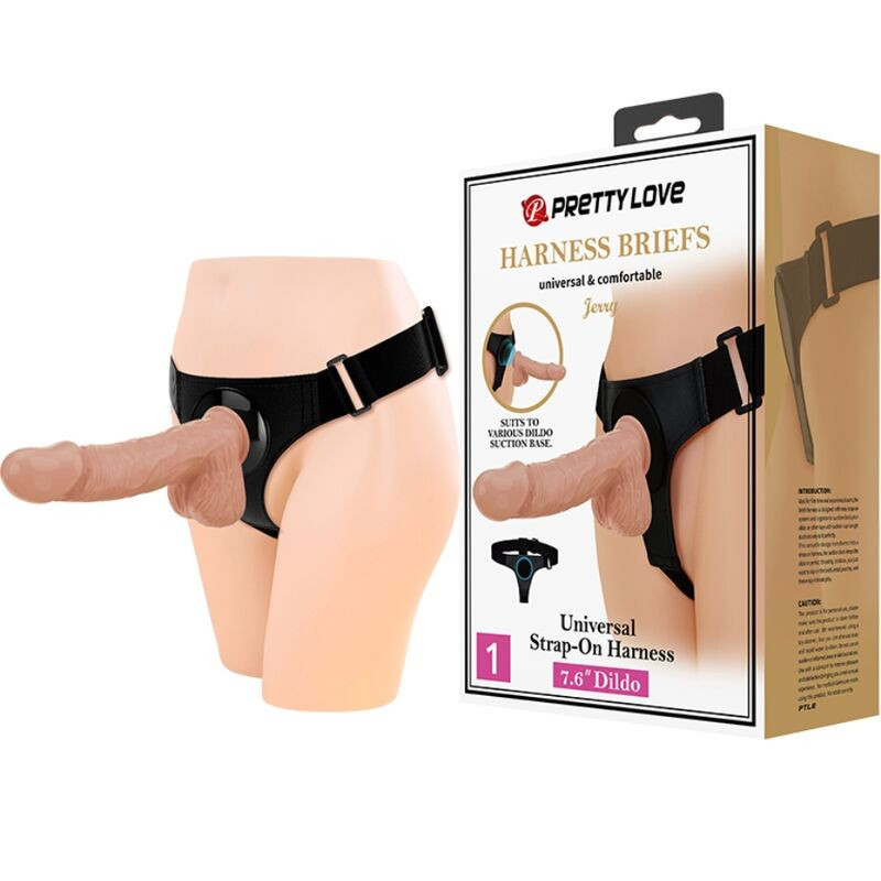 PRETTY LOVE - HARNESS-HOSE UNIVERSAL-HARNESS MIT DILDO JERRY 21.8 CM NATUR 1 