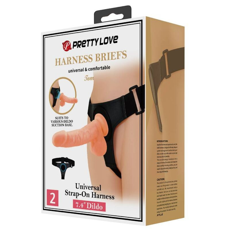 PRETTY LOVE - HARNESS BRIEFS UNIVERSAL HARNESS WITH DILDO TOM 20 CM NATURAL 9 