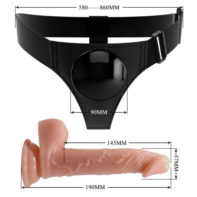 PRETTY LOVE - HARNESS BRIEFS UNIVERSAL HARNESS WITH DILDO KEVIN 19 CM NATURAL 5 