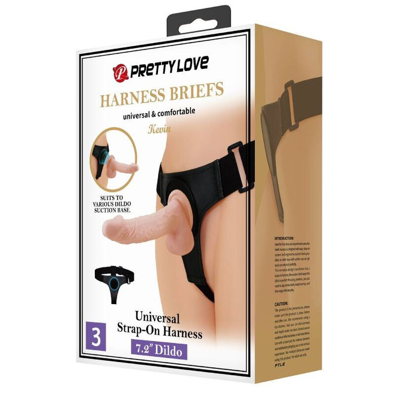 PRETTY LOVE - SLIP HARNAIS HARNAIS UNIVERSEL AVEC GODE KEVIN 19 CM NATUREL 8 