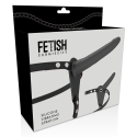 FETISH SUBMISSIVE HARNESS - BLACK SILICONE VIBRATOR 15 CM 3 