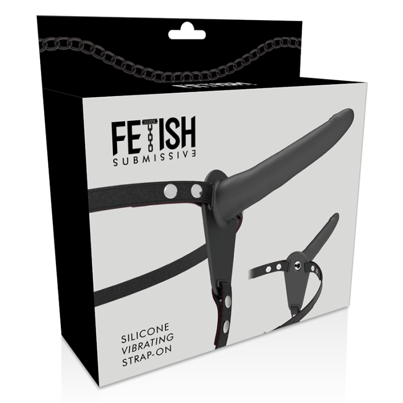 FETISH SUBMISSIVE HARNESS - BLACK SILICONE VIBRATOR 15 CM 3 