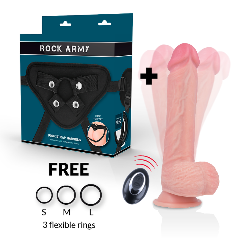 ROCKARMY - HARNESS + FLÜSSIGSILIKON VIBRATOR PREMIUM APACHE FERNBEDIENUNG 20.5 CM -O- 4.62 CM 1 