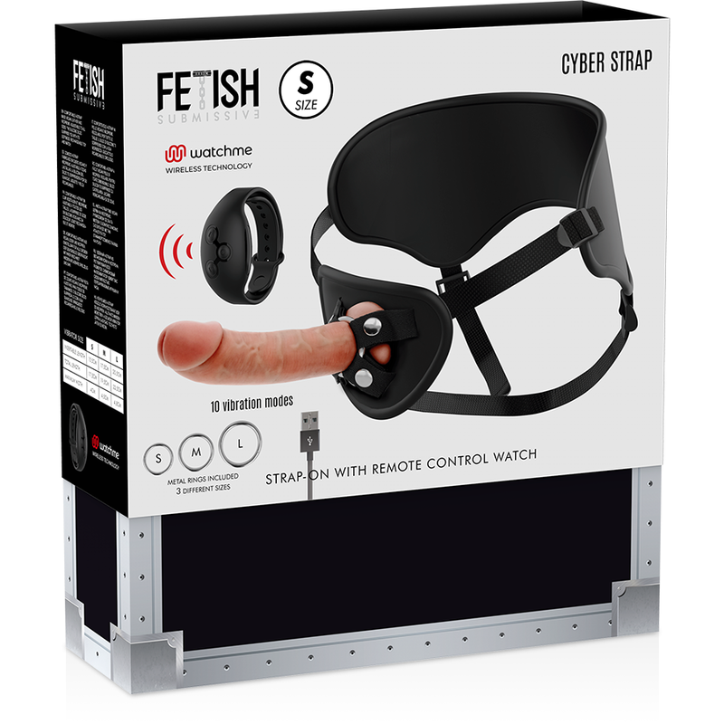 FETISH SUBMISSIVE CYBER STRAP - HARNAIS AVEC TÉLÉCOMMANDE DILDO WATCHME S TECHNOLOGIE 11 