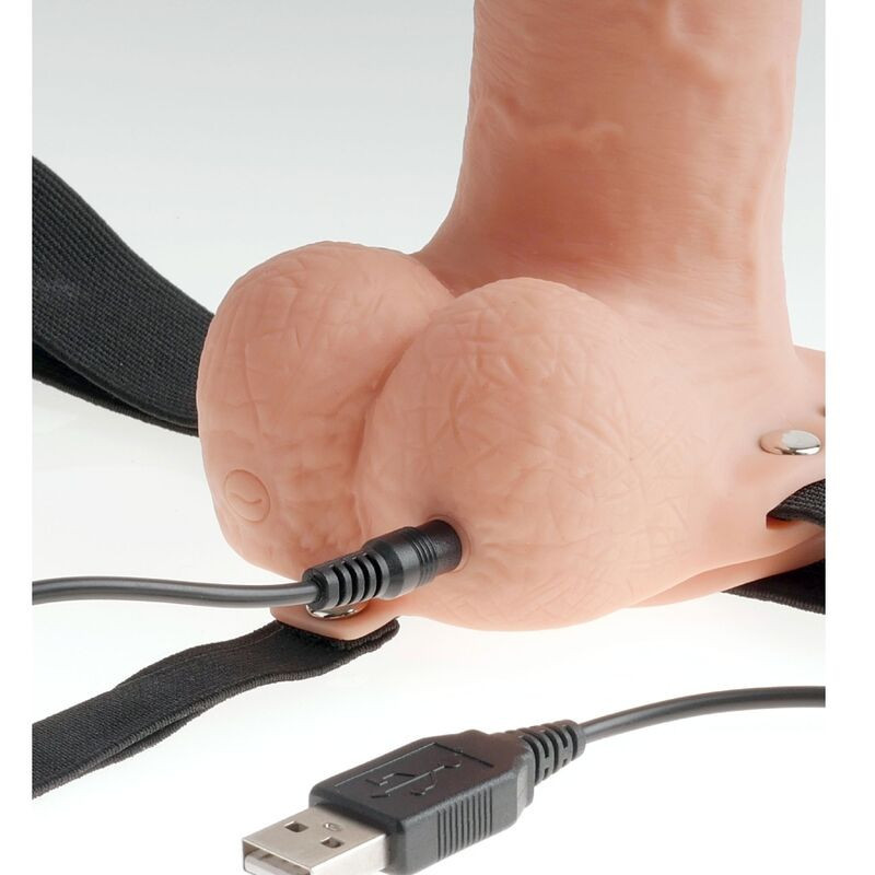 FETISH FANTASY SERIES - ADJUSTABLE HARNESS REALISTIC PENIS WITH BALLS RECHARGEABLE AND VIBRATOR 23 CM 3 