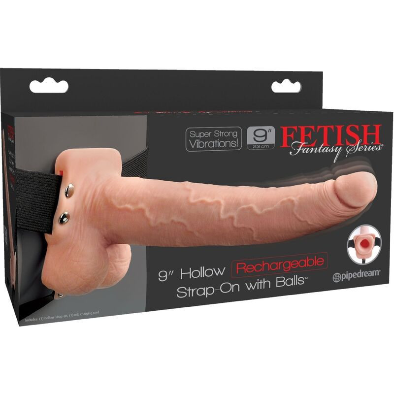 FETISH FANTASY SERIES - HARNAIS RÉGLABLE PÉNIS RÉALISTE AVEC BALLES RECHARGEABLES ET VIBRATEUR 23 CM 4 