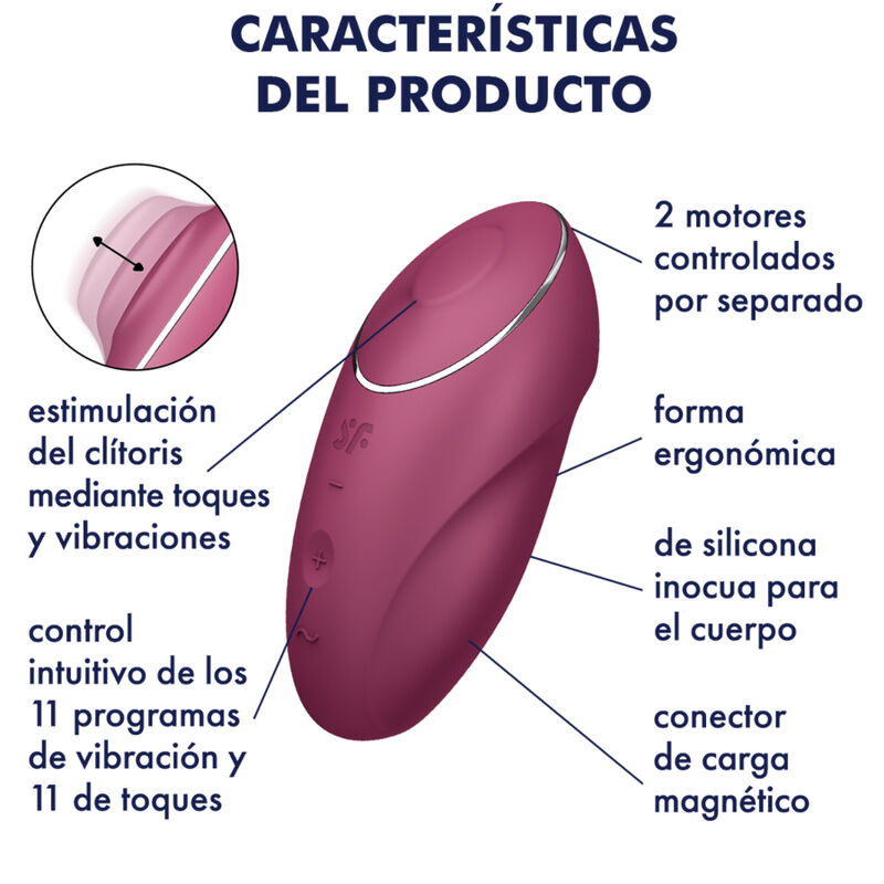 SATISFYER - TAP & CLIMAX 1 AUFLEGVIBRATOR ROT 4 