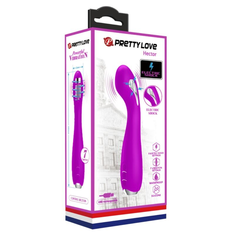 PRETTY LOVE - HECTOR RECHARGEABLE ELECTROSHOCK VIBRATOR WATERPROOF PURPLE 7 