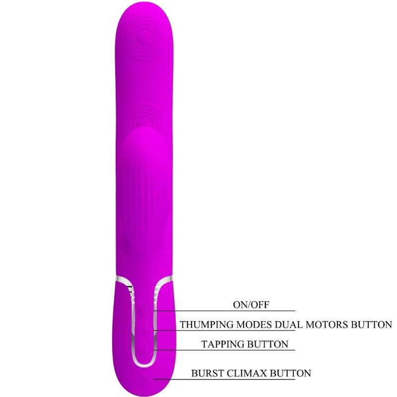 PRETTY LOVE - VIBRATORE MULTIFUNZIONE PERLITA 3 IN 1 G-SPOT VIOLA 7 