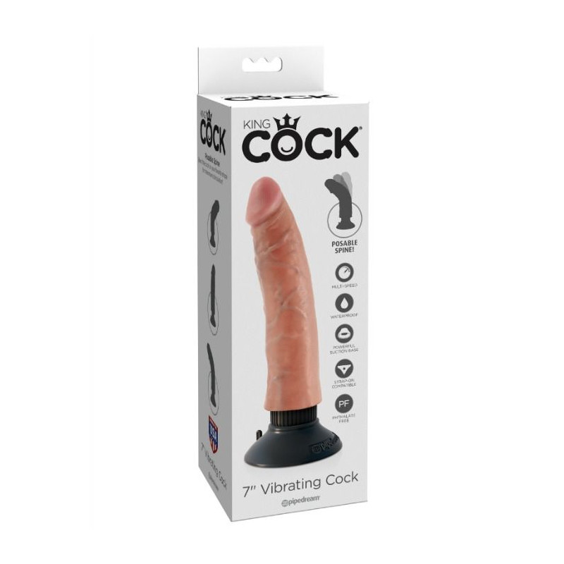 KING COCK - GODE VIBRATEUR 17.78 CM NATUREL 1 