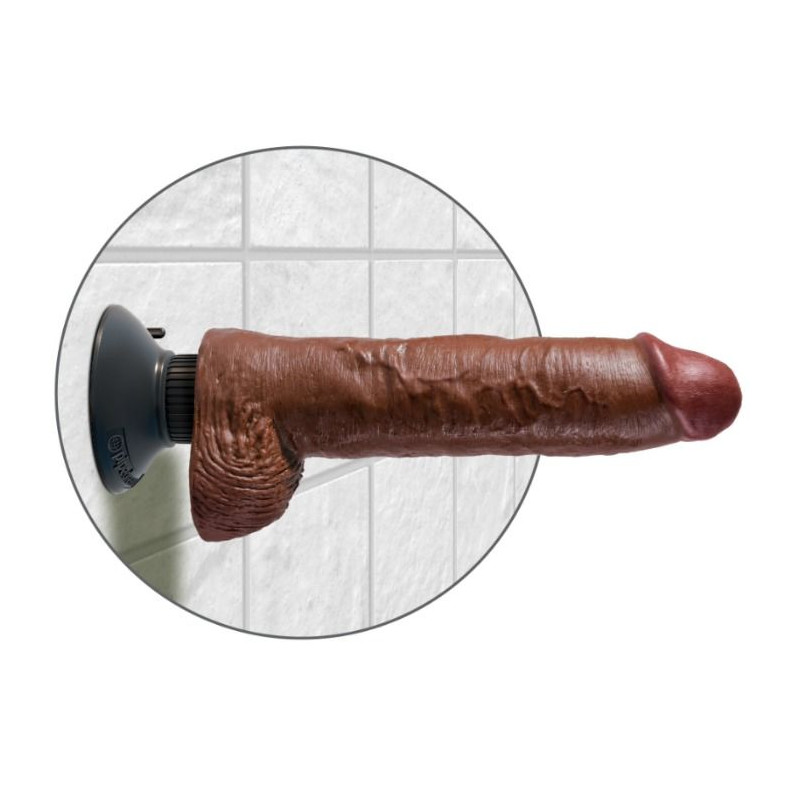 KING COCK - 25.5 CM VIBRATING COCK WITH BALLS BROWN 1 