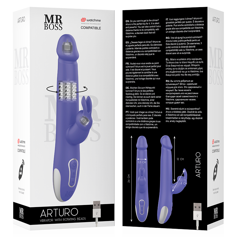 MR BOSS - ARTURO VIBRATOR & ROTATOR COMPATIBLE WITH WATCHME WIRELESS TECHNOLOGY 7 