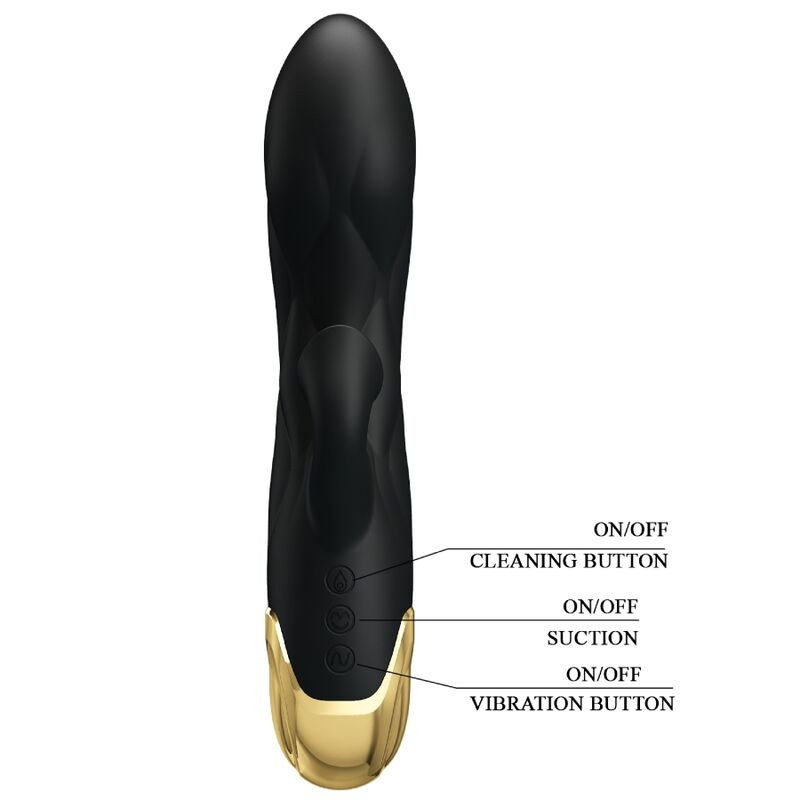 PRETTY LOVE - SCHWARZER WIEDERAUFLADBARER, VERGOLDETER LUXUSVIBRATOR 2 