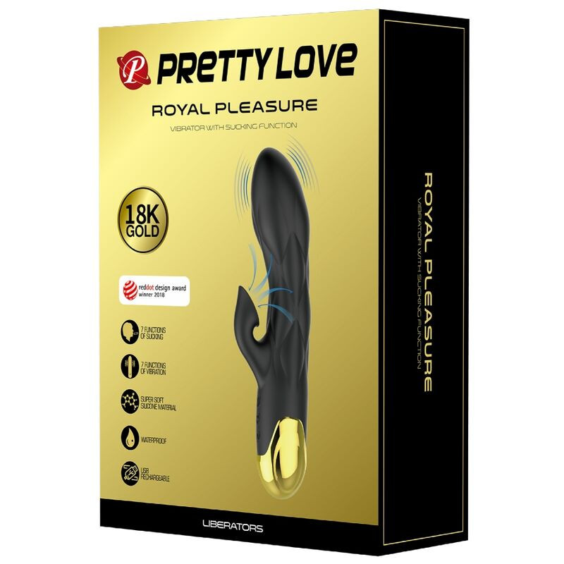 PRETTY LOVE - BLACK RECHARGEABLE GOLD PLATED LUXURY VIBRATOR 6 