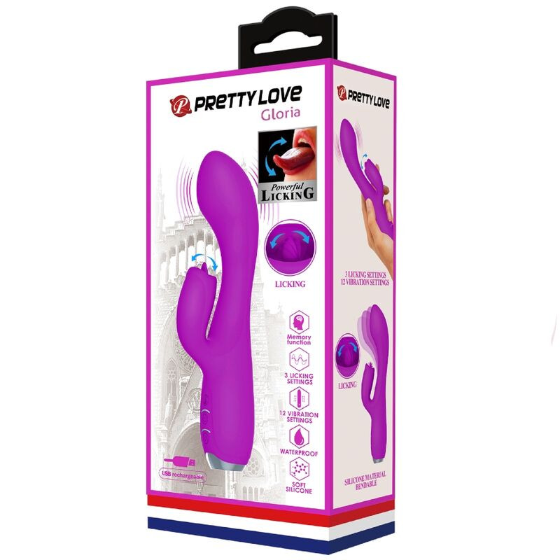 PRETTY LOVE - VIBRATORE RICARICABILE GLORIA RABBIT-VIOLA IMPERMEABILE 10 