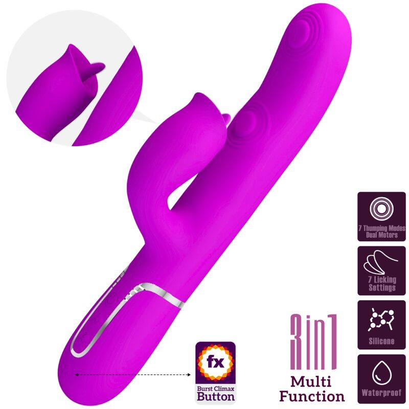 PRETTY LOVE - KANINCHENVIBRATOR MIT LECKENDEM FUCHSIA 2 