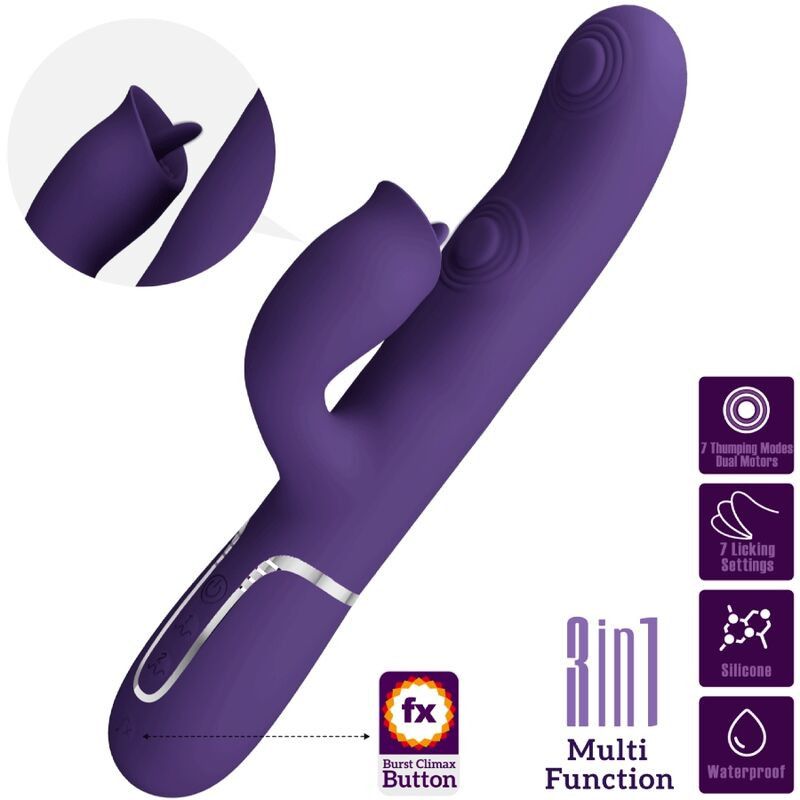 PRETTY LOVE - RABBIT VIBRATOR WITH LICKING PURPLE 2 