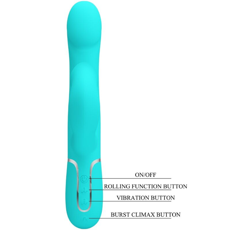 PRETTY LOVE - RABBIT VIBRATOR PEARLS AQUA GREEN 7 