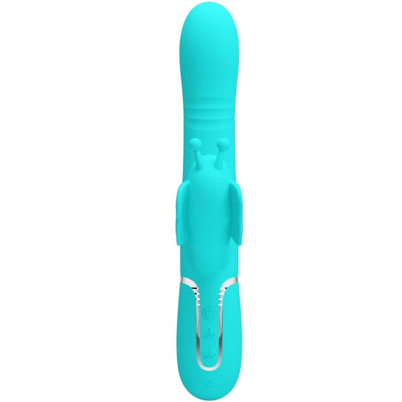 PRETTY LOVE - VIBRATEUR MULTIFONCTION LAPIN 4 EN 1 PAPILLON AQUA VERT 1 