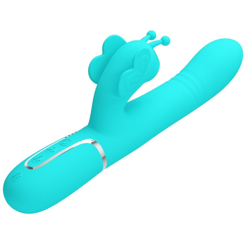 PRETTY LOVE - MULTIFUNCTION RABBIT VIBRATOR 4 IN 1 BUTTERFLY AQUA GREEN 2 