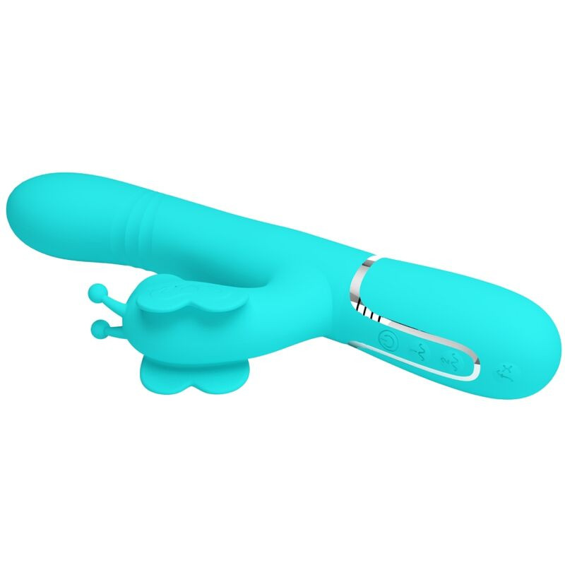 PRETTY LOVE - MULTIFUNCTION RABBIT VIBRATOR 4 IN 1 BUTTERFLY AQUA GREEN 5 