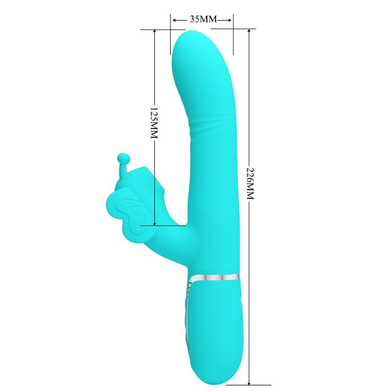 PRETTY LOVE - MULTIFUNKTIONS-KANINCHENVIBRATOR 4 IN 1 SCHMETTERLING AQUAGRÜN 6 