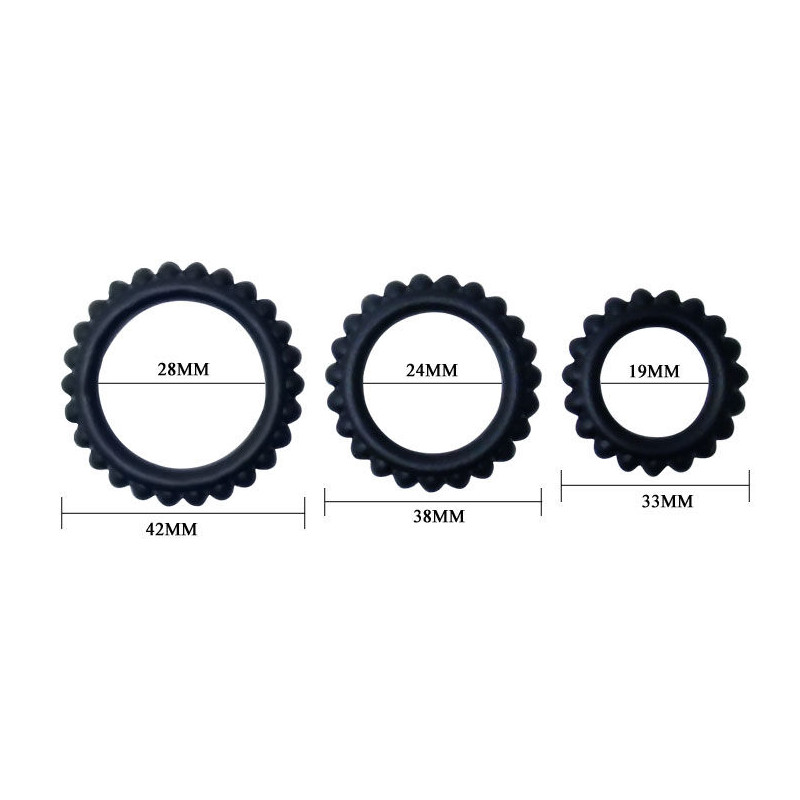 BAILE - TITAN SET 3STK COCKRING SCHWARZ 2.8 + 2.4 + 1.9 CM 3 