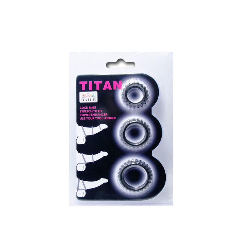 BAILE - TITAN SET 3STK COCKRING SCHWARZ 2.8 + 2.4 + 1.9 CM 4 