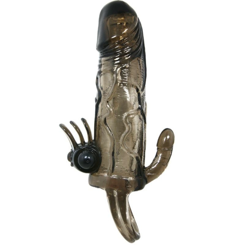 BAILE - BRAVE MAN PENIS COVER WITH CLIT AND ANAL STIMULATION DOUBLE BULLET BLACK 16.5 CM 3 