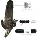 BAILE - BRAVE MAN PENIS COVER WITH CLIT AND ANAL STIMULATION DOUBLE BULLET BLACK 16.5 CM 7 