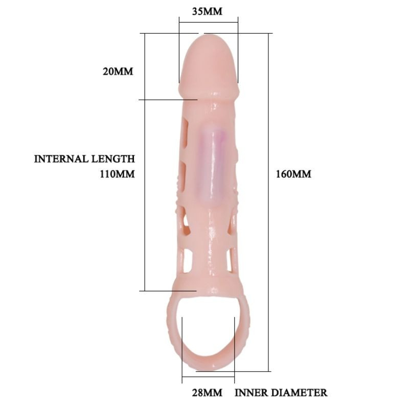 BAILE - PENIS EXTENDER COVER WITH VIBRATION AND NATURAL STRAP 13.5 CM 6 