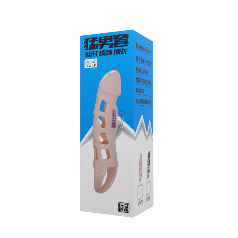 BAILE - PENIS EXTENDER COVER WITH VIBRATION AND NATURAL STRAP 13.5 CM 7 